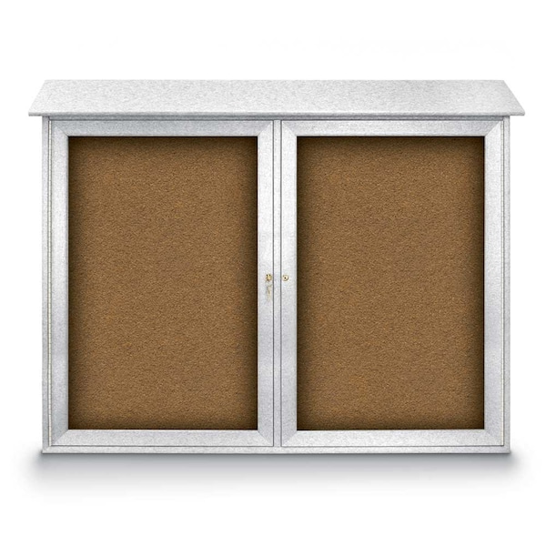 Indoor Enclosed Combo Board, 48"x36", Satin Frame/Burgundy & Medium Grey